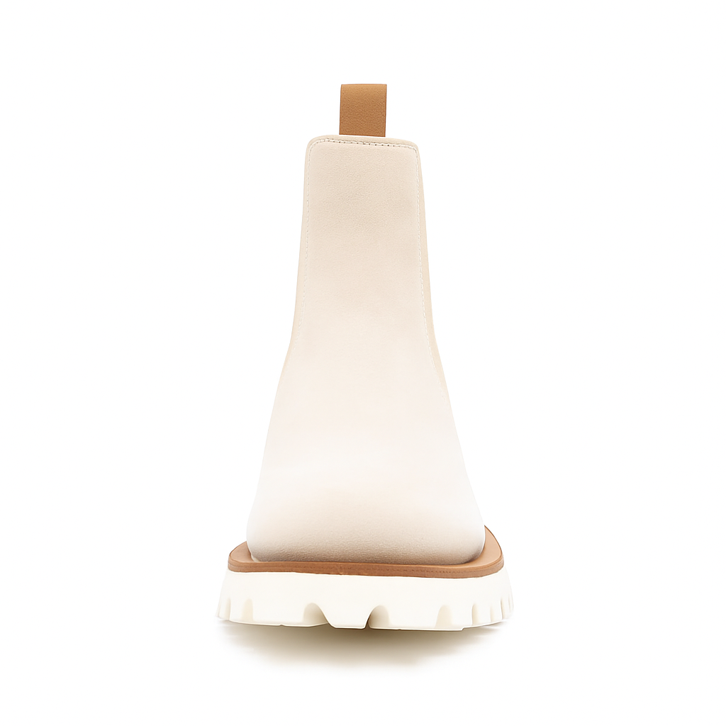 Chunky Beige Suede Chelsea Boots