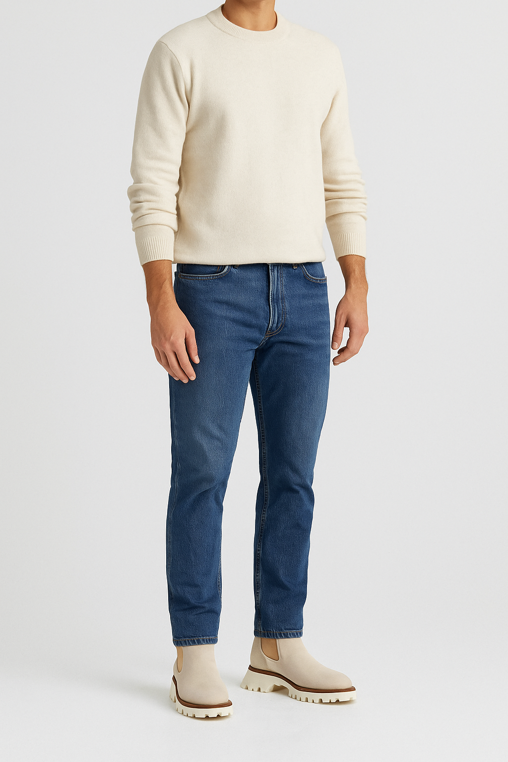 Chunky Beige Suede Chelsea Boots