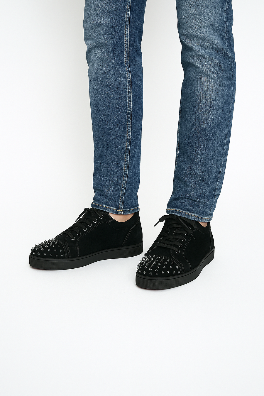 Suede Spike Studded Lace Up Sneakers