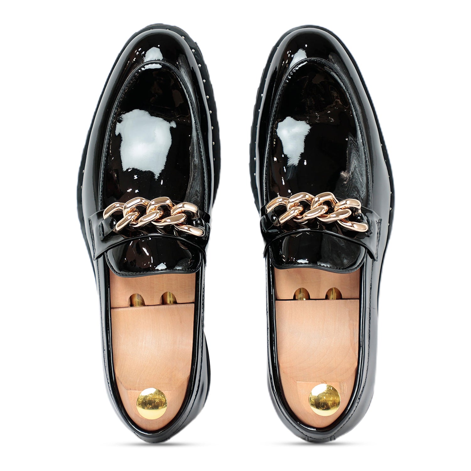 Black Patent Slip On Loafers