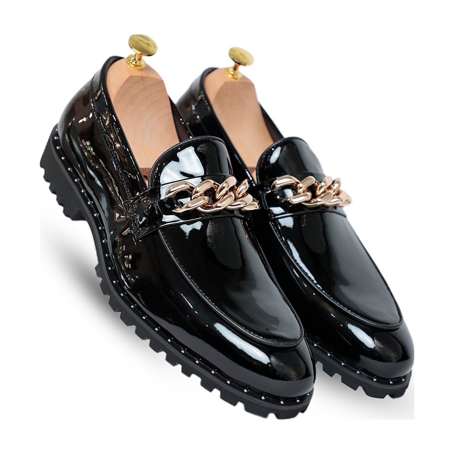 Black Patent Slip On Loafers
