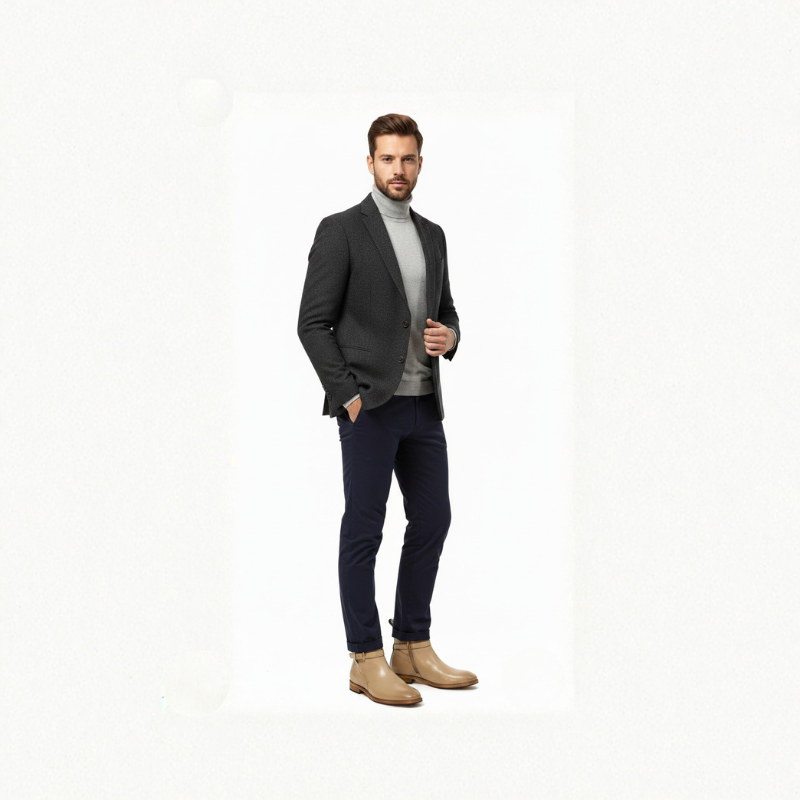 Classic Sophistication Gold Buckle Rounded Toe Leather Boots