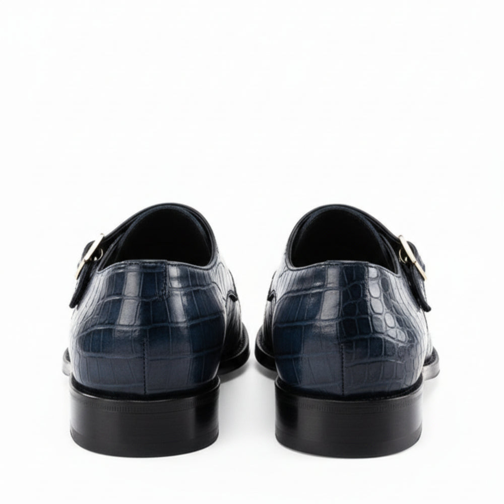 Classic Croco Luxe Double Monk Strap Shoes