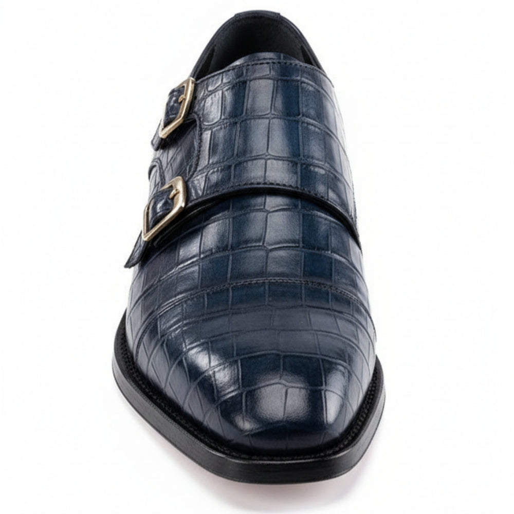 Classic Croco Luxe Double Monk Strap Shoes