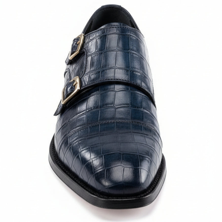 Classic Croco Luxe Double Monk Strap Shoes