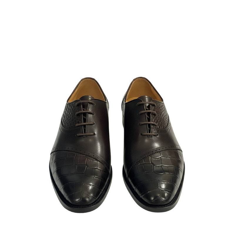 Classic Elegance Pebbled Crocodile Oxford Shoes