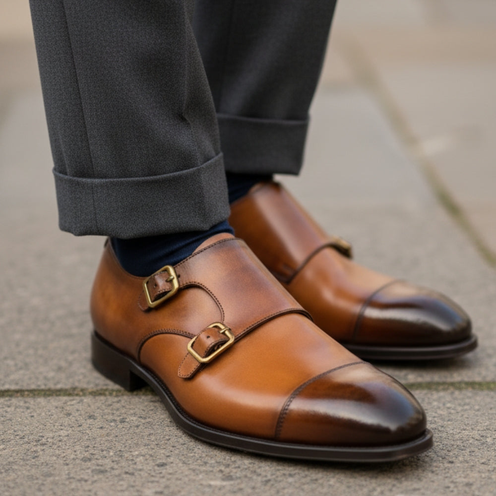Classic Embodied In Gradient Finish Monk Strap Shoes