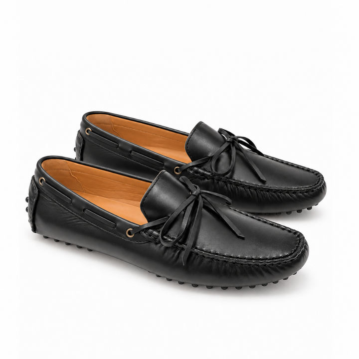 Classic Leather Bow-Tie Driving Loafers