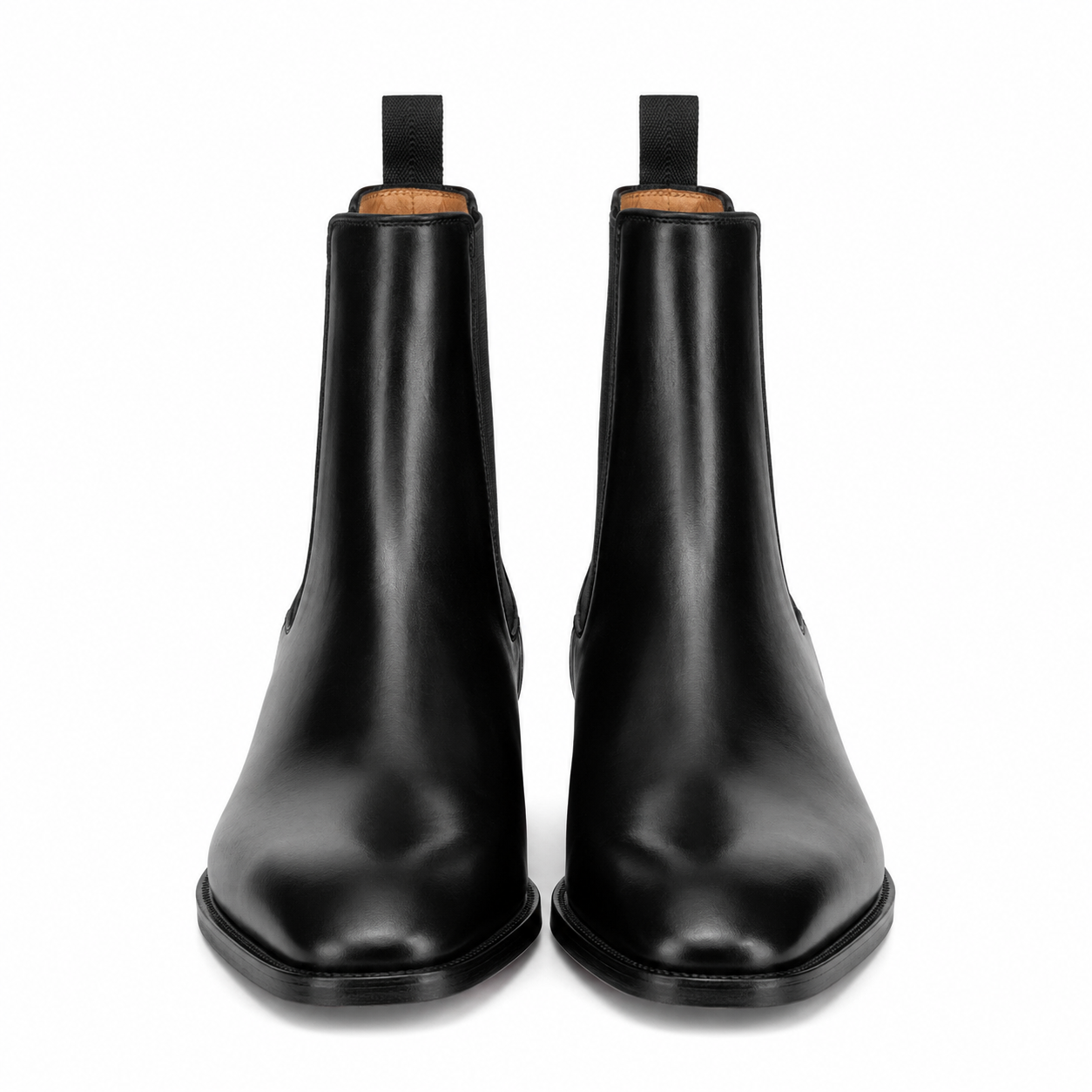 Classic Leather Chelsea Rounded Toe Boot with Low Stacked Heel