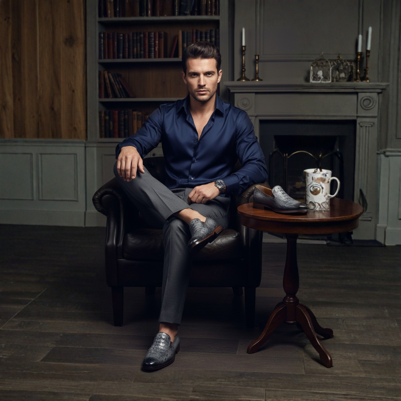 Classic Silvercrest Italian Croc Loafers
