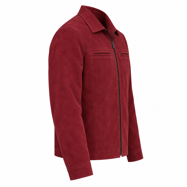 Classic Zip-Up Suede-Style Jacket