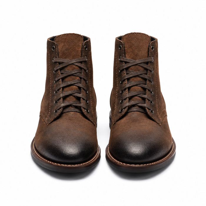 Men Suede Leather High Top Biker Ankle Boots — front