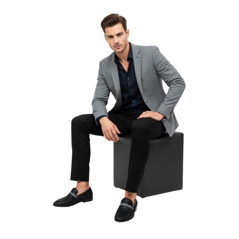 Classical Textured Stripe Penny Loafers