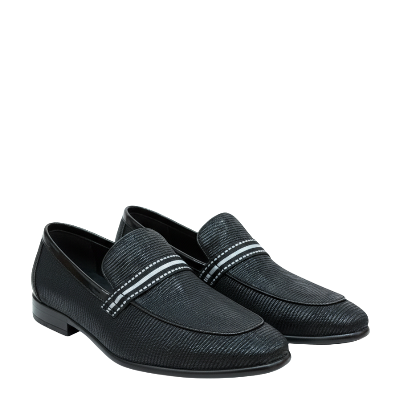 Classical Textured Stripe Penny Loafers