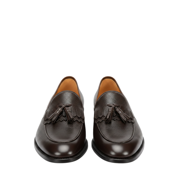 Cognac Oak Pebbled Tassel Loafers
