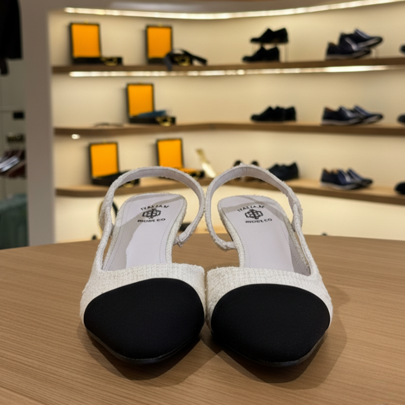 Chic Contrast Slingback Kitten Heels