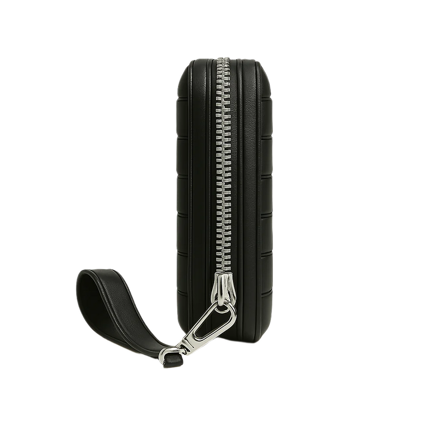 Croco Black Textured Around Zip Wallet