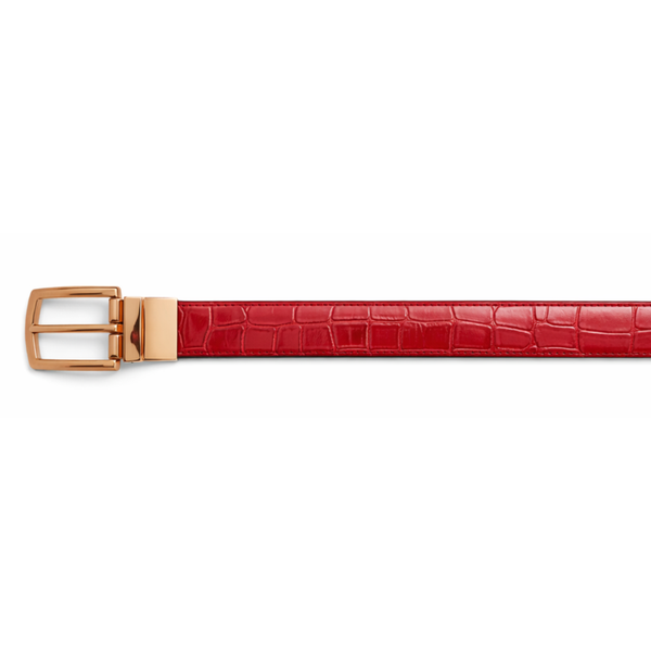Crimson Croc Embossed Genuine Leather Belt