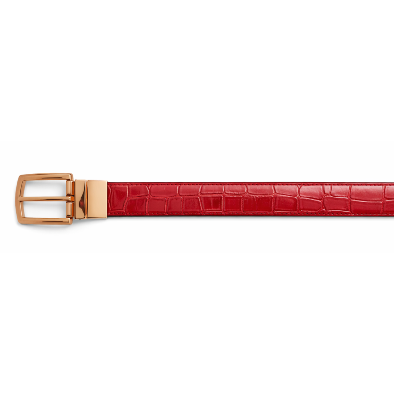 Crimson Croc Embossed Genuine Leather Belt