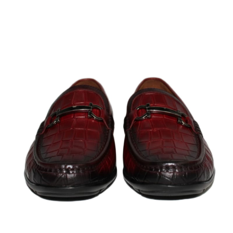 Crimson Croc Bit Driving Loafers