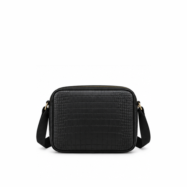 Croc-Embossed Leather Crossbody Messenger Bag