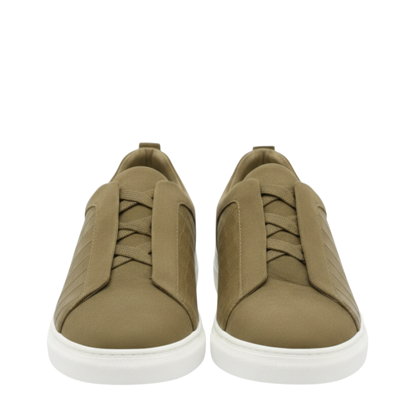 Croc-Panel Minimalist Lace Sneakers