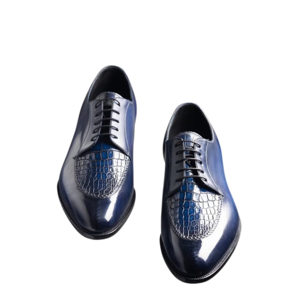Croc Pattern Italian Oxford Dress Shoes