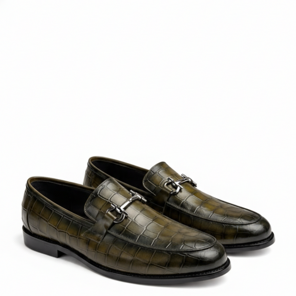 Croc Embossed Italian Elegance Horsebit Loafers