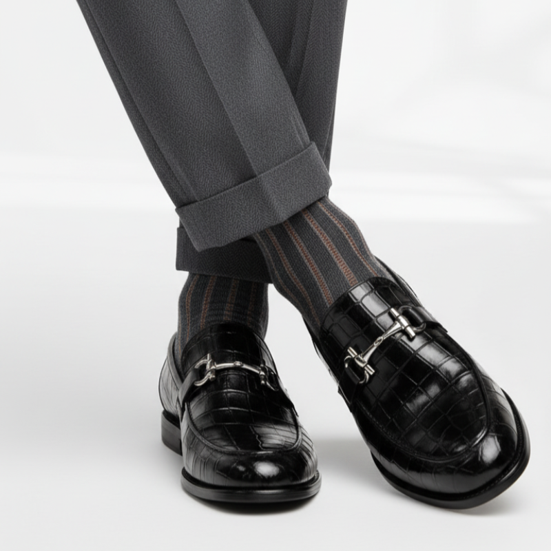 Croc Embossed Italian Elegance Horsebit Loafers