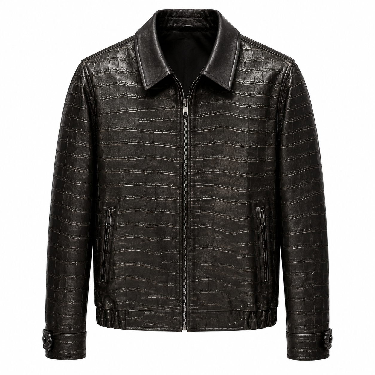 Croc Embossed Italian Leather Jacket