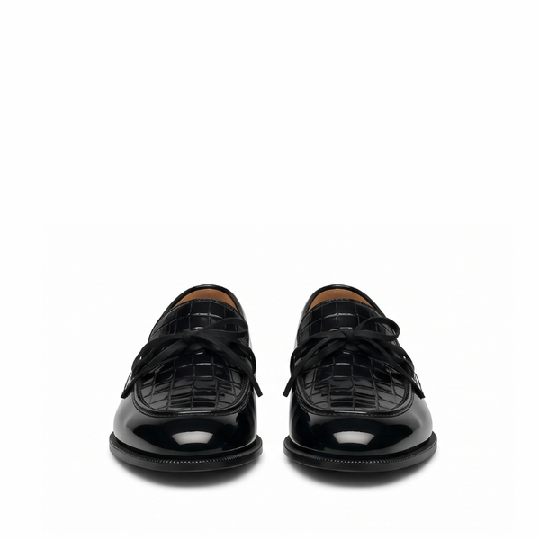 Croc Embossed Patent Leather Tassel Loafer