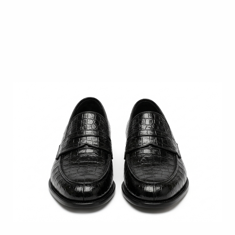 Croc Texture Leather Masterpiece Loafers