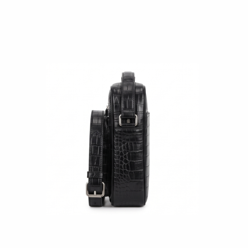 Croco Embossed Leather Crossbody Bag