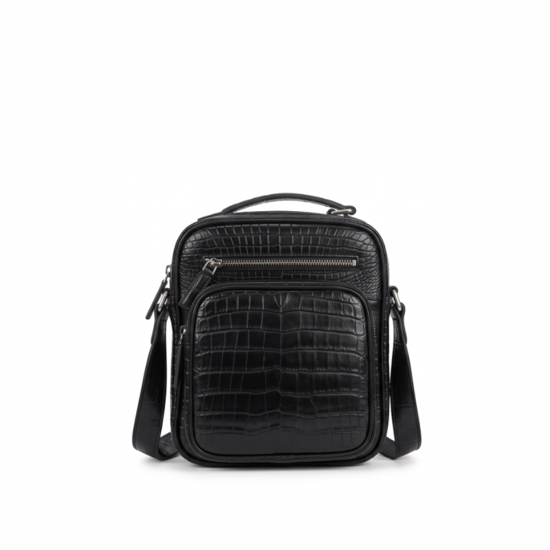 Croco Embossed Leather Crossbody Bag