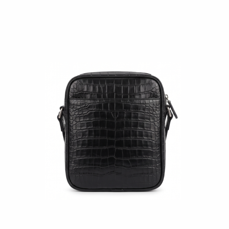 Croco Embossed Leather Crossbody Bag