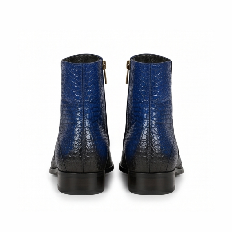 Croco Leather Zip Up Boots