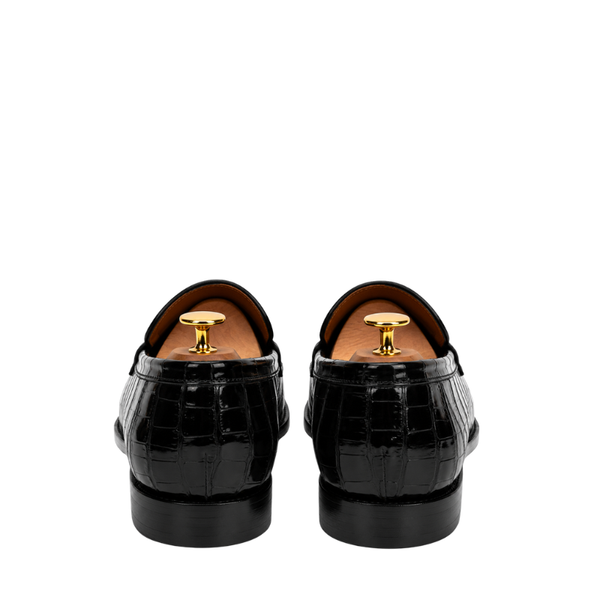 Croco Pattern Polished Italian Signature Penny Loafers