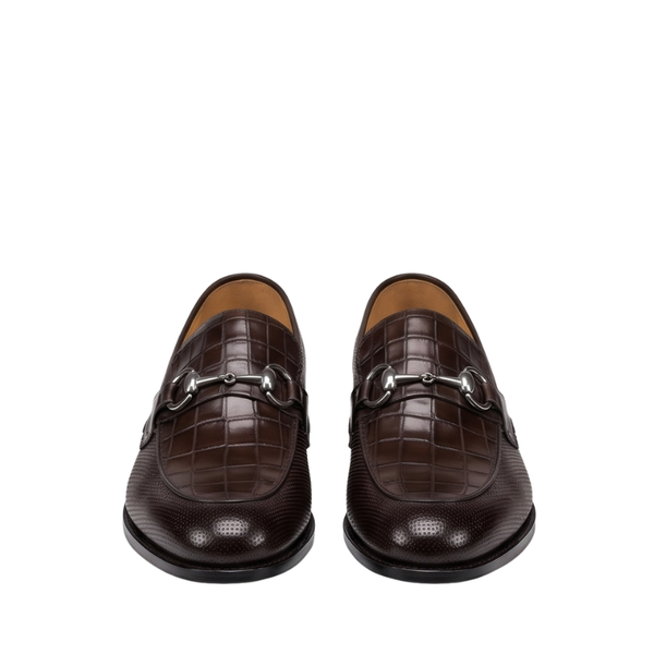 Croco Textured Leather Luxe Horsebit Loafers