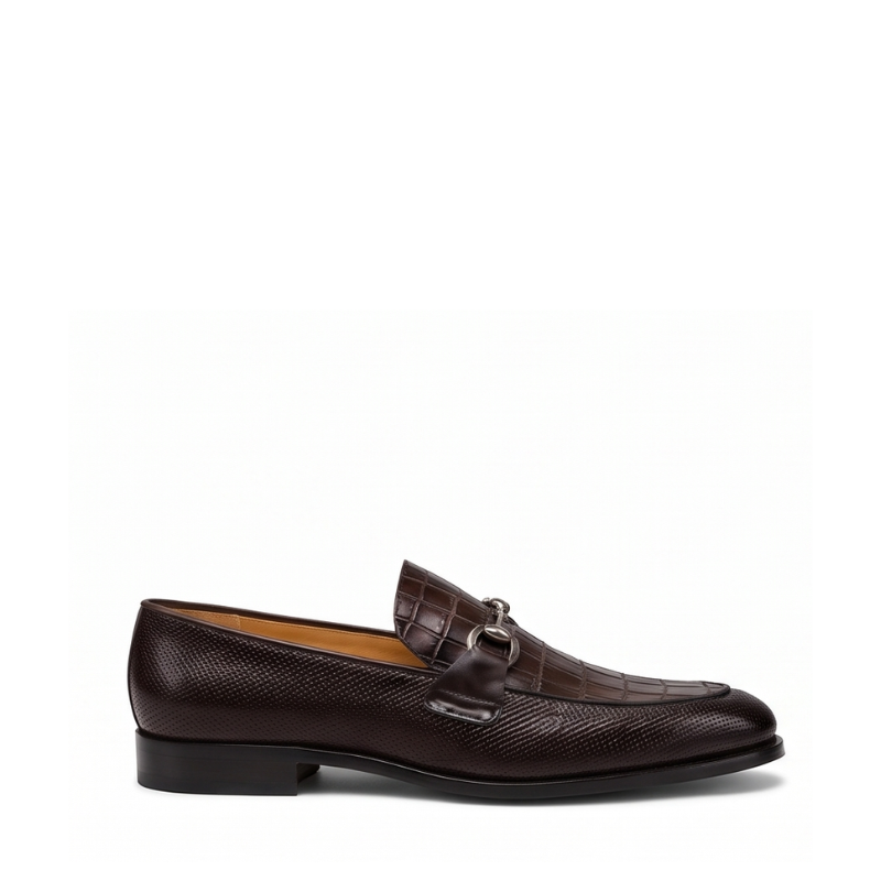 Croco Textured Leather Luxe Horsebit Loafers