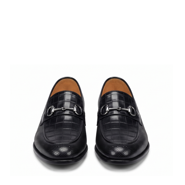 Croco Textured Leather Luxe Horsebit Loafers