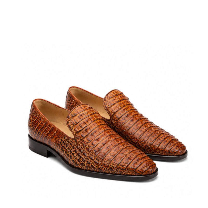 Crocodile Leather Loafers Tan