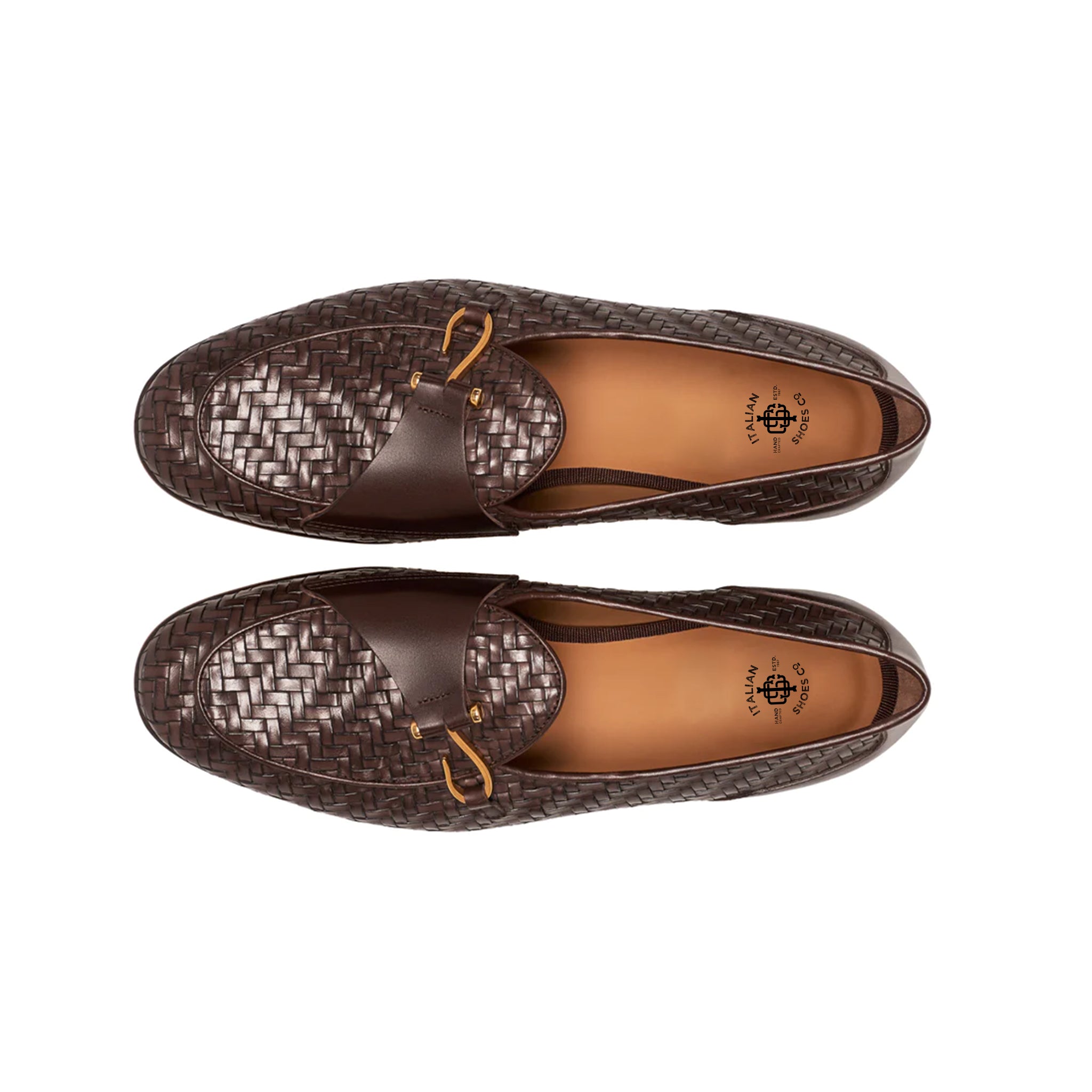 Coffee Braided Leather Men's Loafers