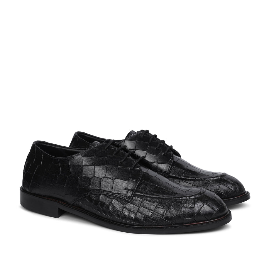 Black Deep Cut Derby Shoes