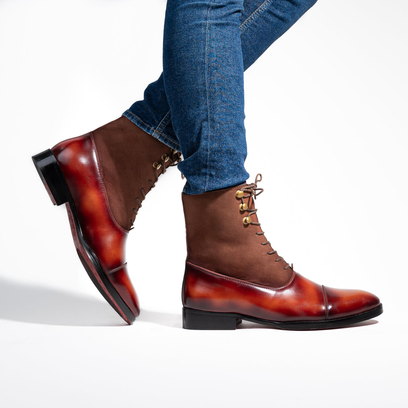 Captoe Suede High Ankle Boots