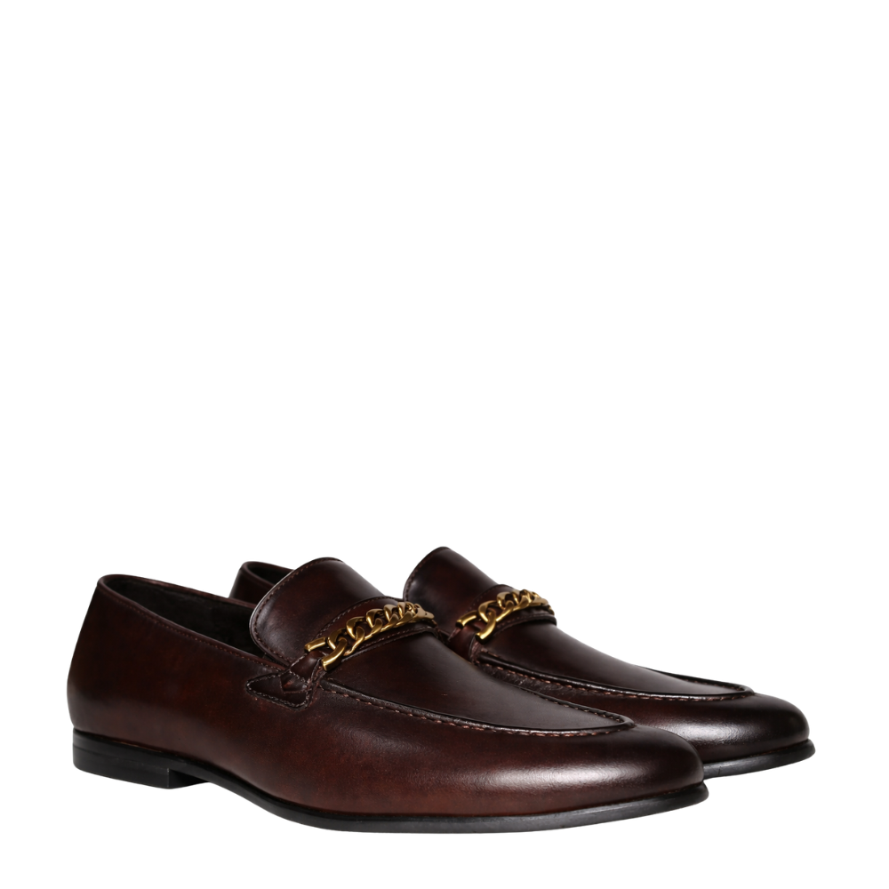 Regal Chain Crest Leather Loafers