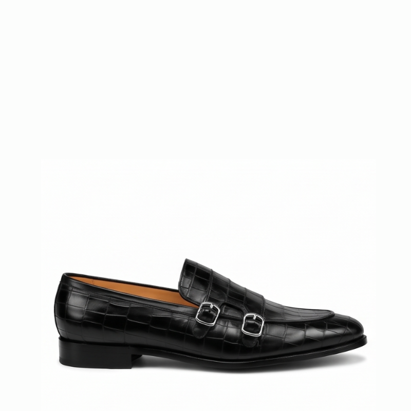 David Croc Classic Monk Strap Shoes