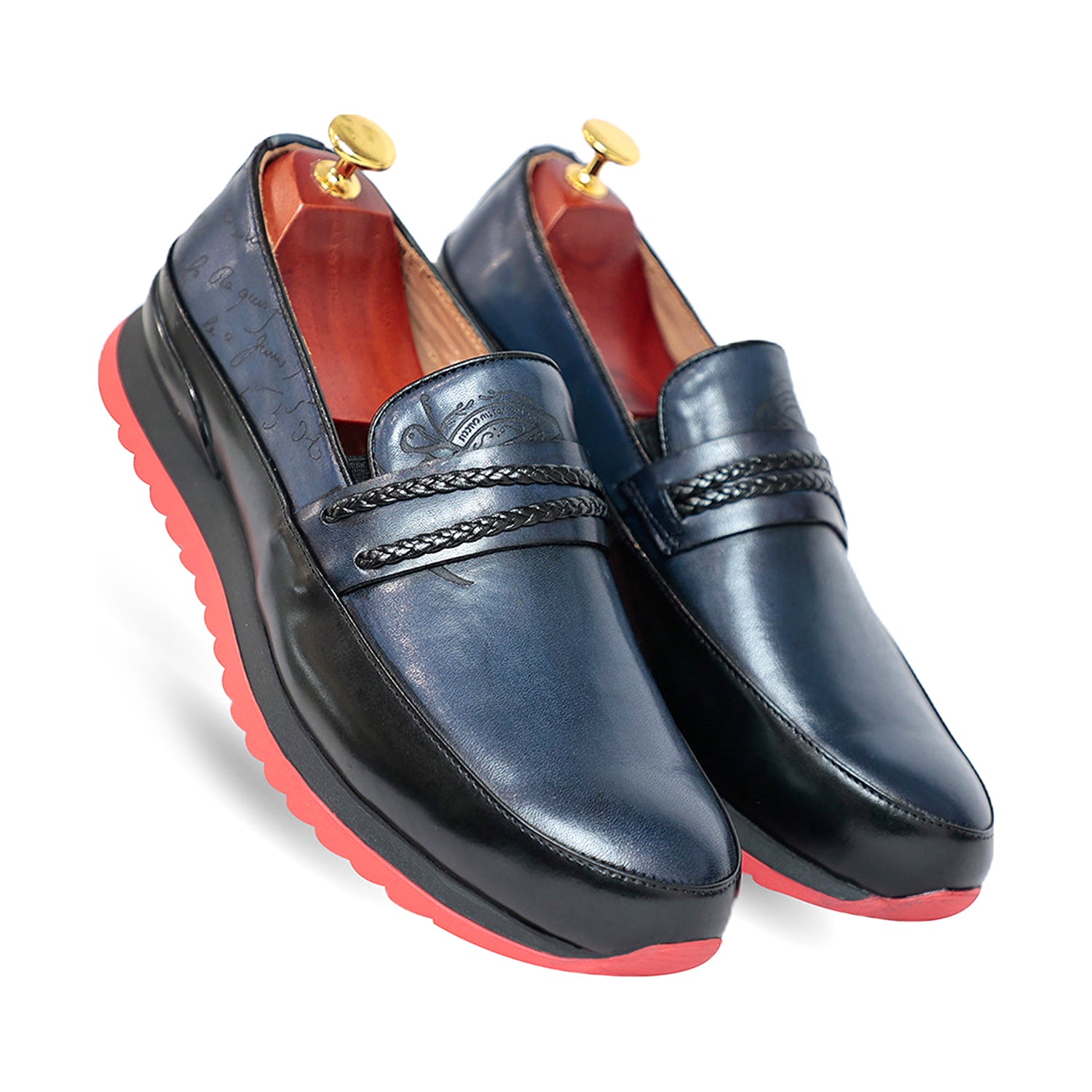 Blue Calf Leather Sneakers