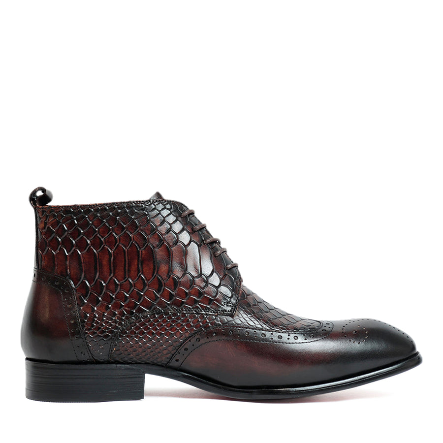 Coffee Croco Ankle Boots
