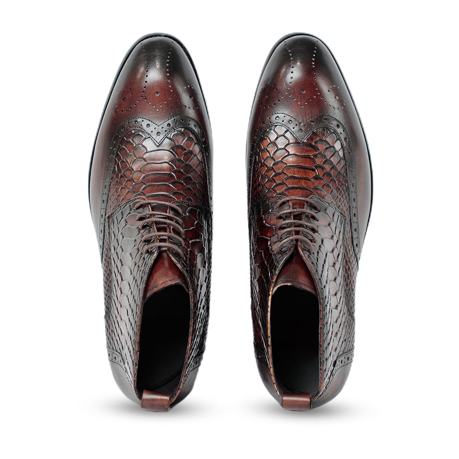 Coffee Croco Ankle Boots