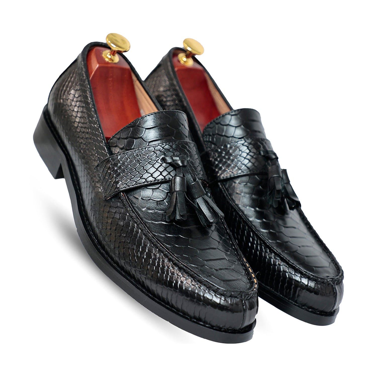 Dominator Tassel Black Slip On Loafers